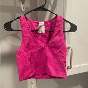 Athleta Pink Ribbed Crop Top